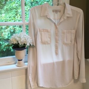 Ann Taylor silky  long sleeve blouse. Size LP